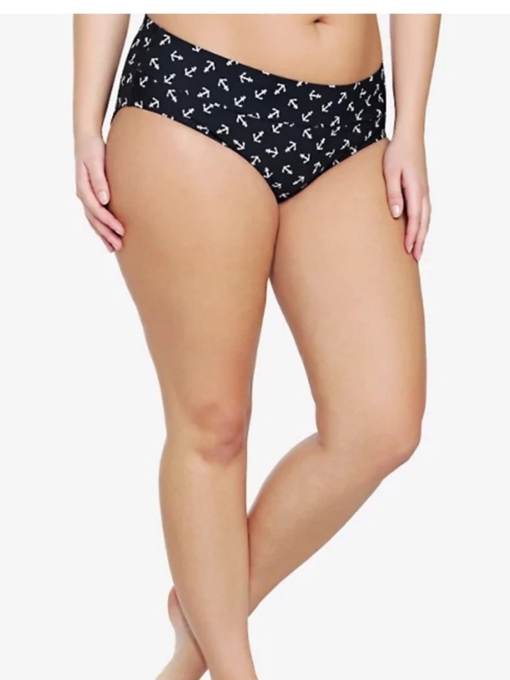 Torrid Black with White Anchor-Print Bikini Bottoms 4X Swimsuit Womens Swim Wear